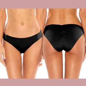 NEW BECCA [ Small ] Shirred Color Code Hipster Bikini Bottoms‎ in Black